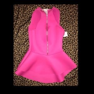 Pink Zip Up Peplum Top